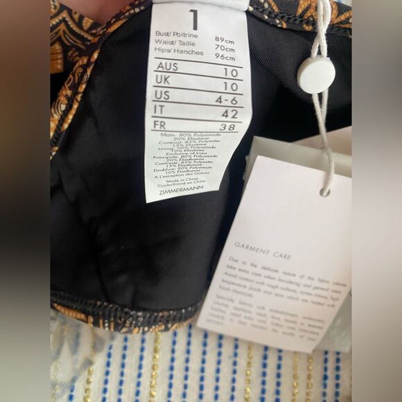 Zimmermann Tali Mesh Ruffle Bikini Swim Two-piece Brown Paisley Floral Sz 6 NWT - Picture 14 of 16